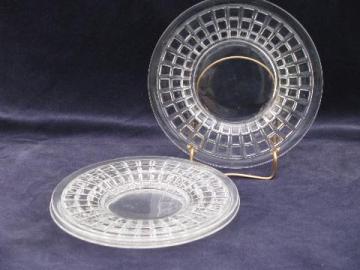 catalog photo of Heisey glass Victorian waffle pattern vintage salad plates lot