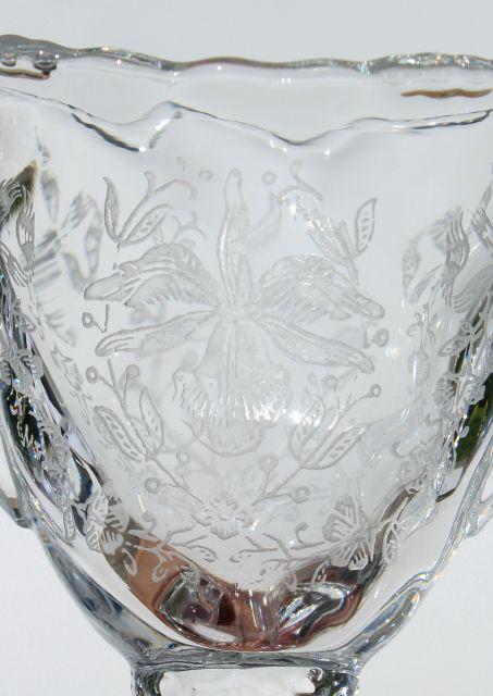 photo of Heisey orchid etch, vintage crystal clear elegant glass celery tray, cream and sugar #5