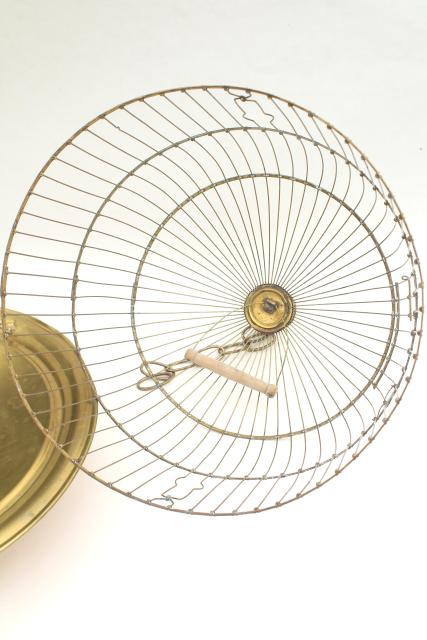 photo of Hendryx brass birdcage, round tray stand dome cover bird cage, vintage 1920s #6