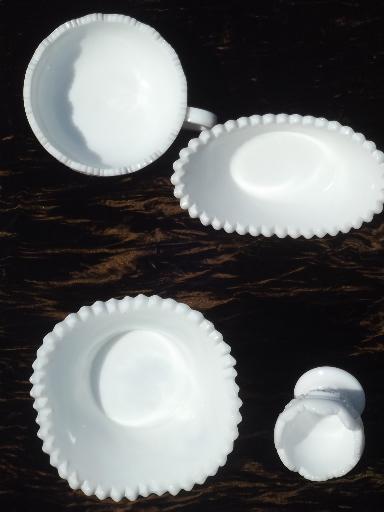 photo of Heritage / Old Quilt vintage milk glass bowls, nappy, toothpick holder #2