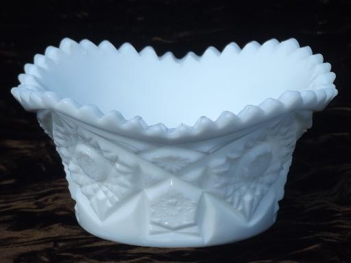 photo of Heritage / Old Quilt vintage milk glass bowls, nappy, toothpick holder #3