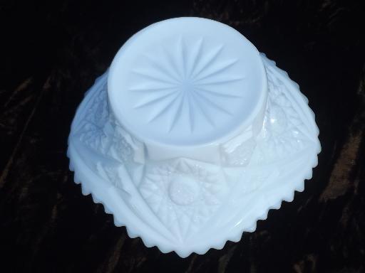 photo of Heritage / Old Quilt vintage milk glass bowls, nappy, toothpick holder #4