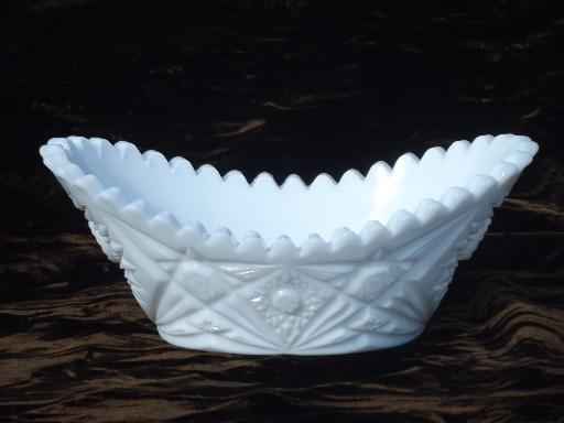 photo of Heritage / Old Quilt vintage milk glass bowls, nappy, toothpick holder #5