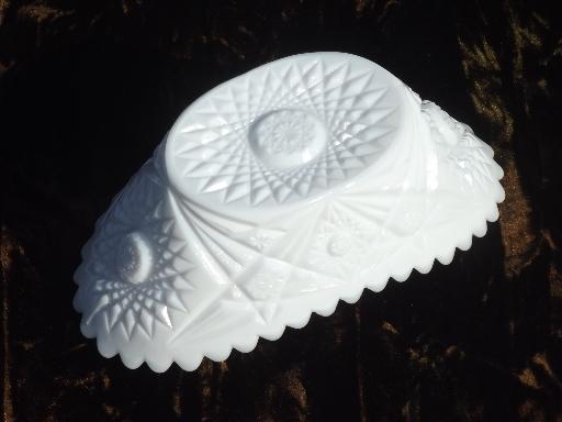 photo of Heritage / Old Quilt vintage milk glass bowls, nappy, toothpick holder #6