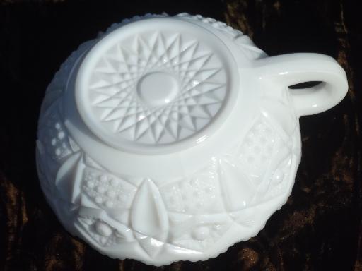 photo of Heritage / Old Quilt vintage milk glass bowls, nappy, toothpick holder #8