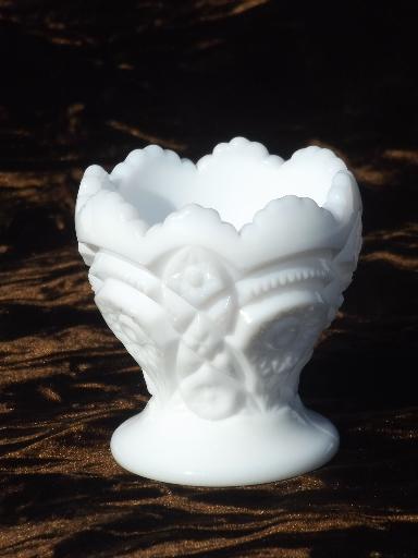 photo of Heritage / Old Quilt vintage milk glass bowls, nappy, toothpick holder #9