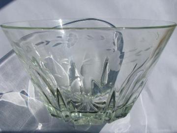 catalog photo of Heritage floral etch, mint condition large glass bowl, vintage Princess House