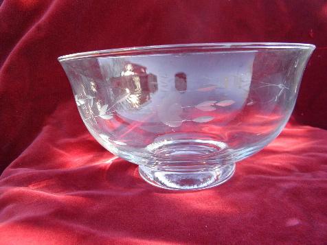 photo of Heritage pattern vintage Princess House glassware, large glass bowl #1