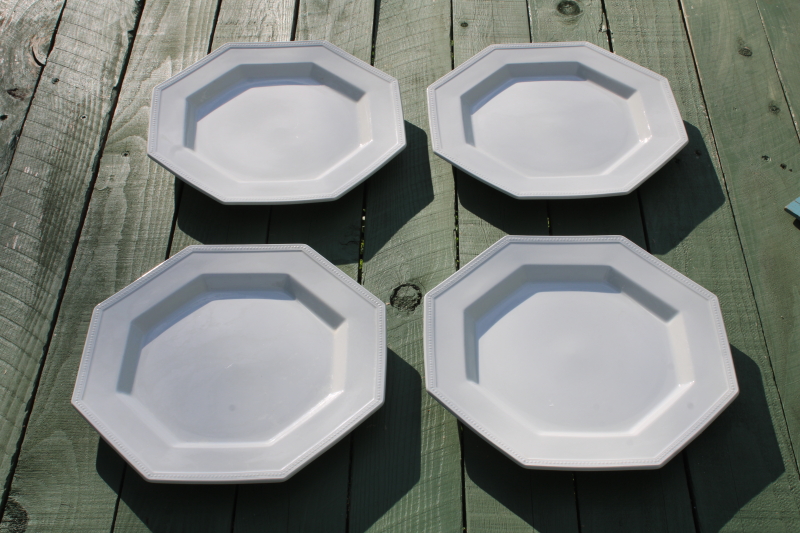 photo of Heritage white ironstone china octagonal dinner plates, vintage Johnson Bros England  #1