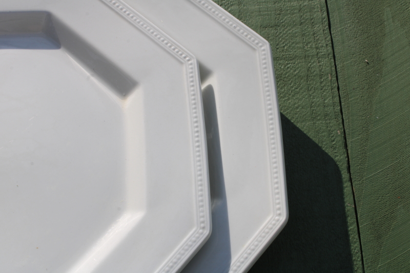 photo of Heritage white ironstone china octagonal dinner plates, vintage Johnson Bros England #2