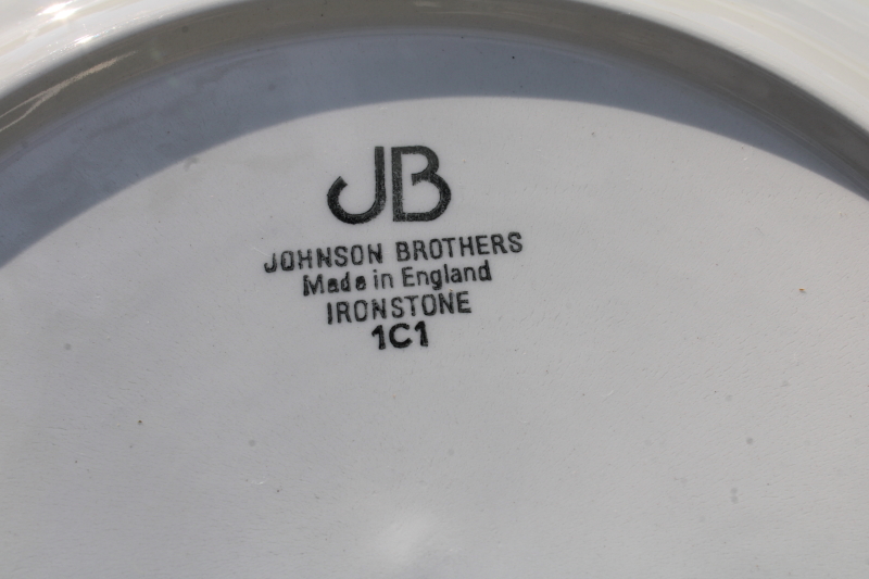 photo of Heritage white ironstone china octagonal dinner plates, vintage Johnson Bros England #3
