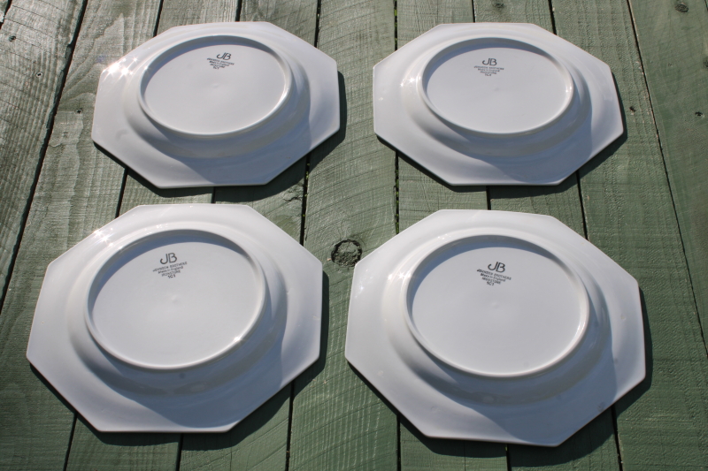 photo of Heritage white ironstone china octagonal dinner plates, vintage Johnson Bros England #4