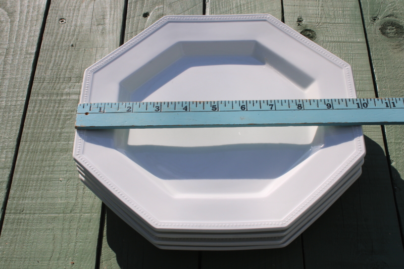 photo of Heritage white ironstone china octagonal dinner plates, vintage Johnson Bros England #5