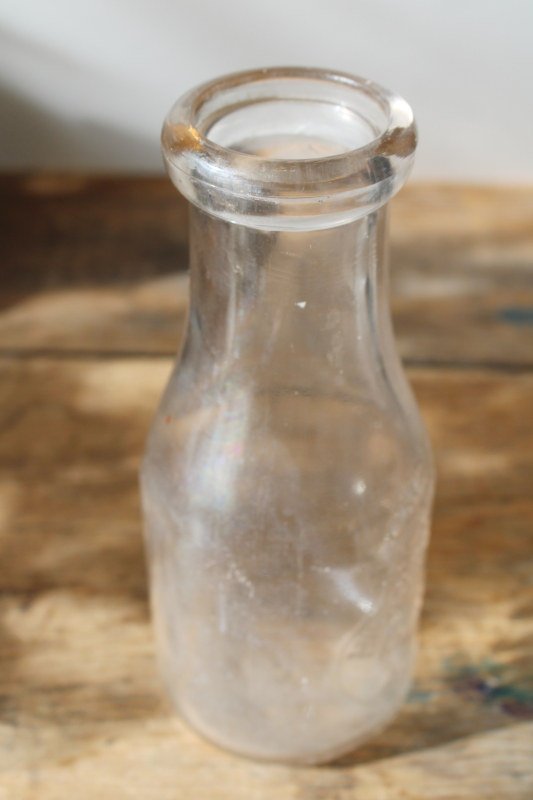 photo of Higgins Dairy Route 2 Kenosha Wisconsin vintage embossed glass half pint milk bottle  #5