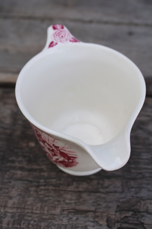photo of Historical America Star Spangled Banner scene cream pitcher, vintage red transferware china patriotic decor  #3