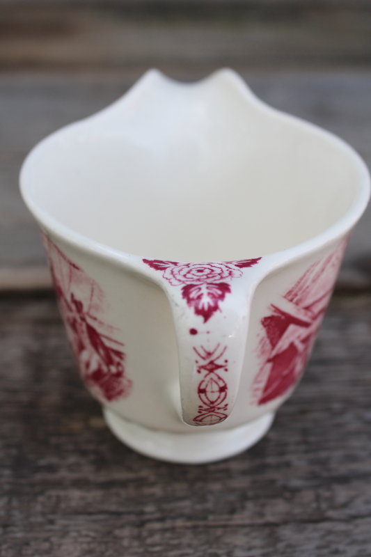 photo of Historical America Star Spangled Banner scene cream pitcher, vintage red transferware china patriotic decor  #5