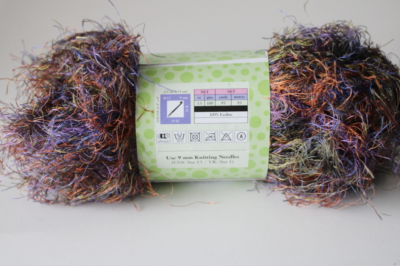photo of Hobby Lobby Yarn Bee Haute Fur fuzzy eyelash yarn, raisinblush pink purple tones Y2K vintage 2005 #2