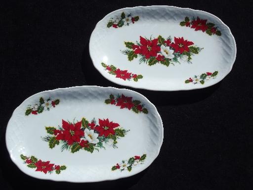 photo of Holiday Bouquet Christmas holly Schumann Bavaria oval plate serving dishes #1