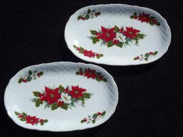 catalog photo of Holiday Bouquet Christmas holly Schumann Bavaria oval plate serving dishes