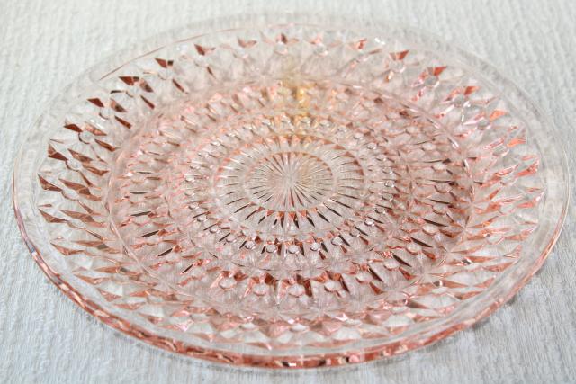 photo of Holiday buttons and bows pattern pink depression glass dishes set, 1940s vintage Jeannette glass #5