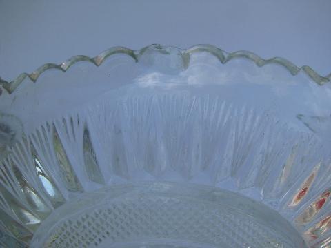 photo of Holiday pattern set vintage L. E. Smith pressed pattern huge glass punch bowl #3