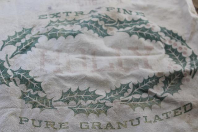 photo of Holly sugar vintage advertising graphics cotton feed sack fabric for farmhouse decor projects #1