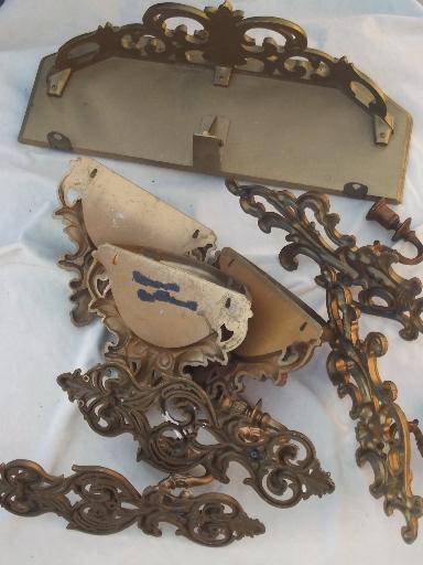 photo of Hollywood regency vintage gold rococo plastic candle sconces, shelf, wall pockets #2