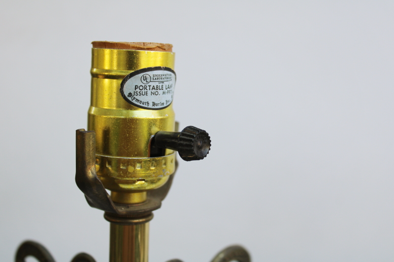 photo of Hollywood regency vintage huge rococo table lamps w/ teardrop prisms, glass & ornate metal  #5