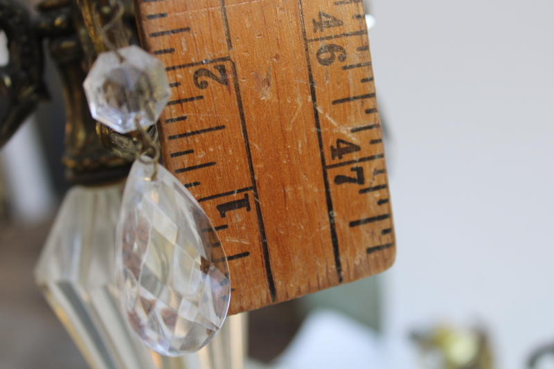 photo of Hollywood regency vintage huge rococo table lamps w/ teardrop prisms, glass & ornate metal  #11
