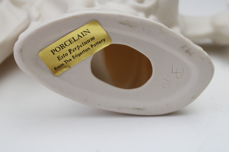photo of Holy family minimalist modern nativity, Jesus, Mary & Joseph plain white bisque figures, The Edgerton Pottery  #5