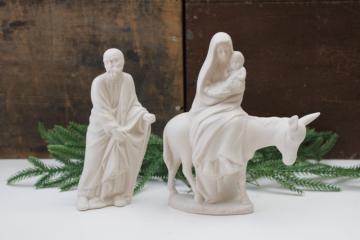 catalog photo of Holy family minimalist modern nativity, Jesus, Mary & Joseph plain white bisque figures, The Edgerton Pottery 