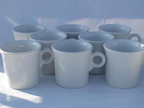 photo of Homer Laughlin Fiesta pottery coffee cups, set of 8 white mugs, never used #1