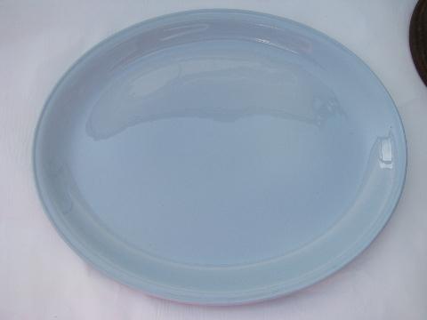 photo of Homer Laughlin Skytone vintage sky blue pottery platter, a big one! #1