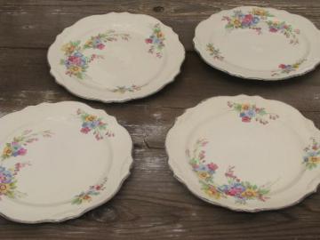 catalog photo of Homer Laughlin Virginia Rose floral bouquet plates lot, 40s vintage