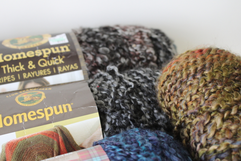 photo of Homespun & Fireside yarn lot, browns & blues earth & sea neutral shades #3