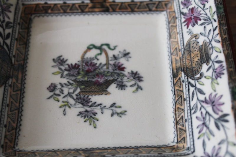 photo of Honfleur French garden floral antique 1800s English transferware china trinket dish  #3