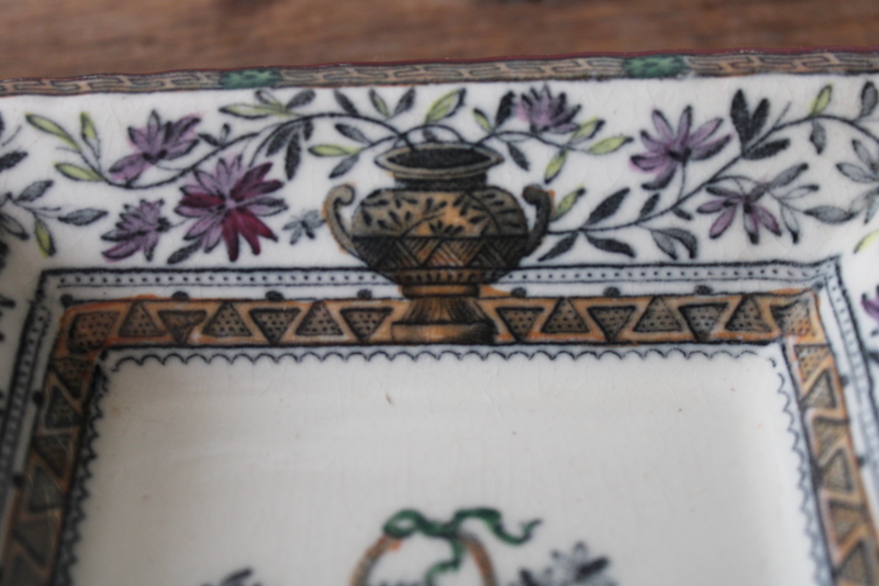 photo of Honfleur French garden floral antique 1800s English transferware china trinket dish  #4