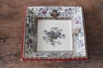 catalog photo of Honfleur French garden floral antique 1800s English transferware china trinket dish 