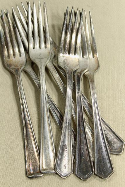 photo of Hotel Morrison (Seattle) engraved silverware, antique flatware, heavy old dinner forks #1