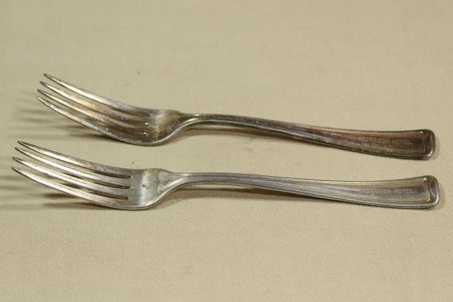 photo of Hotel Morrison (Seattle) engraved silverware, antique flatware, heavy old dinner forks #2