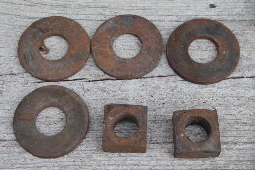 photo of Huge antique iron hinges, pair of  heavy farm gate hinges barn door hardware #7