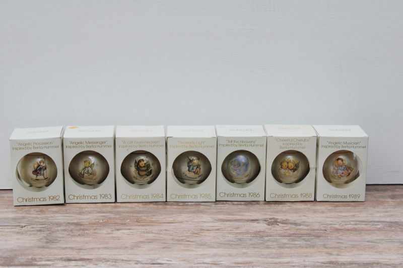 photo of Hummel 1970s 1980s vintage Schmid round ball Christmas ornaments in boxes, lot of 10 #5