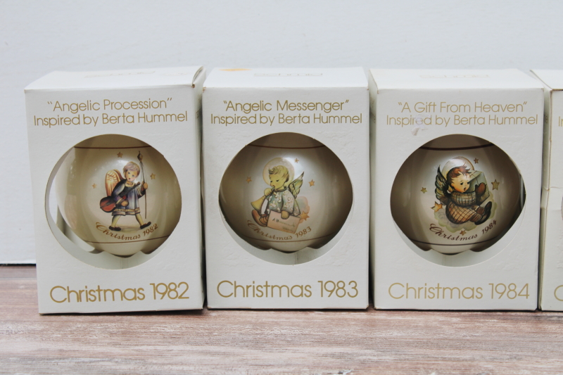 photo of Hummel 1970s 1980s vintage Schmid round ball Christmas ornaments in boxes, lot of 10 #6