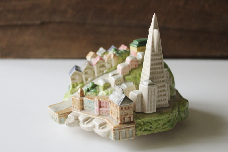 photo of I Left My Heart In San Francisco music box, vintage Otagiri ceramic SF city scene w/ trolley  #2