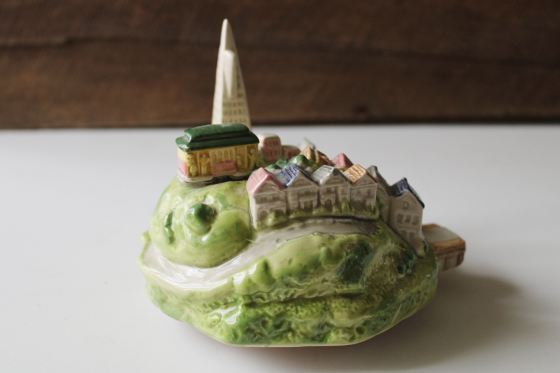 photo of I Left My Heart In San Francisco music box, vintage Otagiri ceramic SF city scene w/ trolley  #4