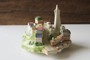 catalog photo of I Left My Heart In San Francisco music box, vintage Otagiri ceramic SF city scene w/ trolley 