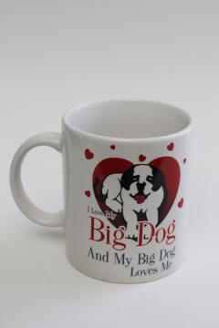 catalog photo of I Love My Big Dog 1990s vintage Big Dogs ceramic mug, retro coffee cup