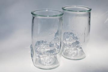 catalog photo of Ice Cold Drink glassware jelly jar style drinking glasses, embossed glass tumblers