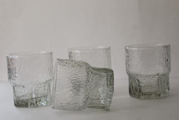 catalog photo of Iittala ice textured tumblers, mid century mod vintage on the rocks old fashioned glasses