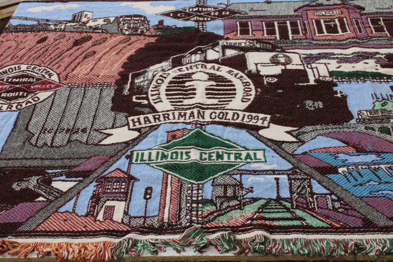 photo of Illinois Central Railroad Gilman station woven throw blanket Harriman Gold safety award 1994 #1